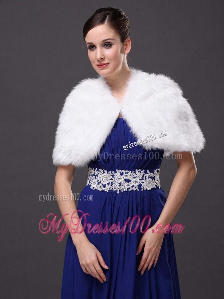 High Neck Perfect Faux Fur Prom Wraps / Shawls