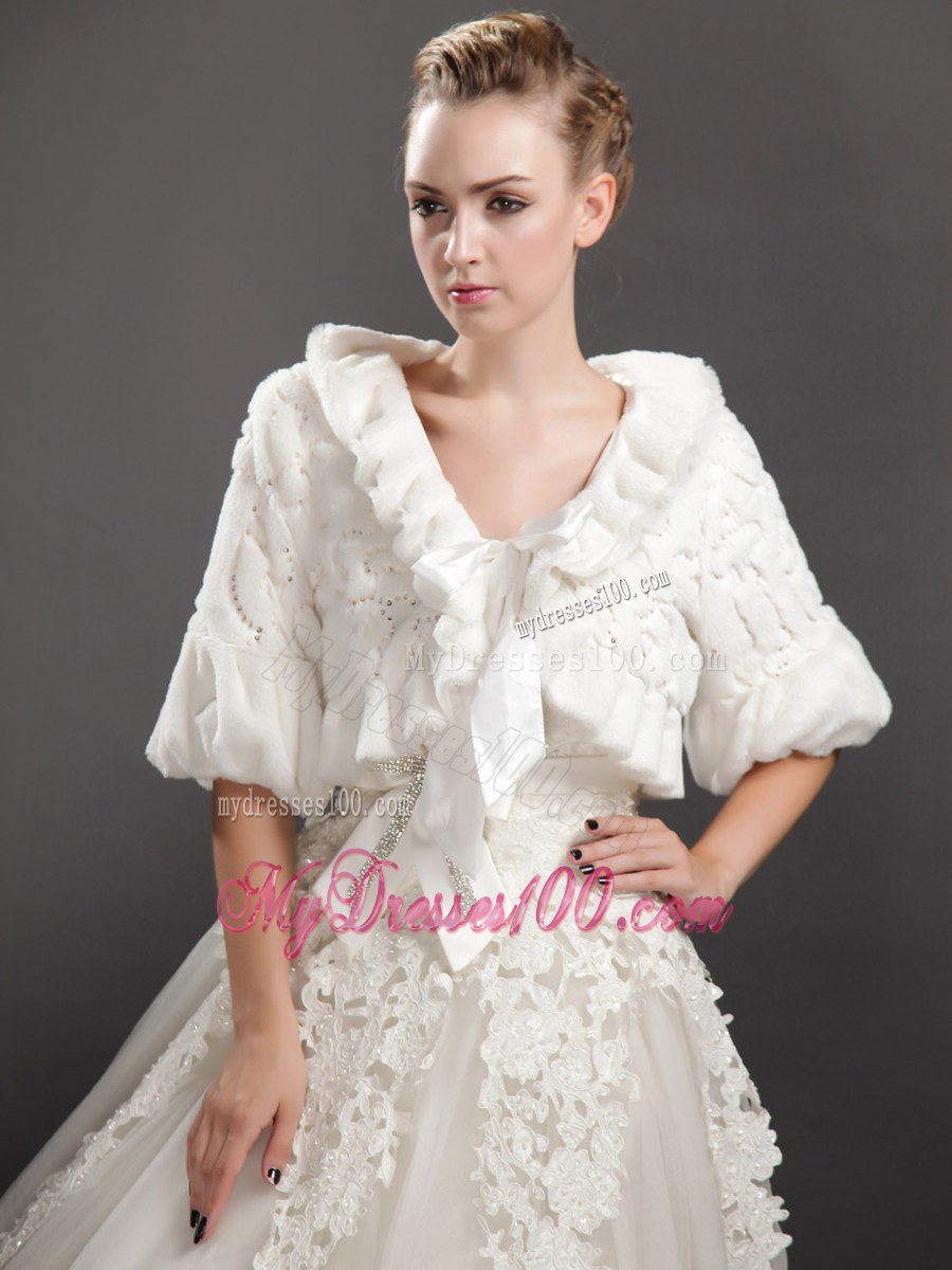 Luxurious Fold-over Collar Half Sleeves Jacket