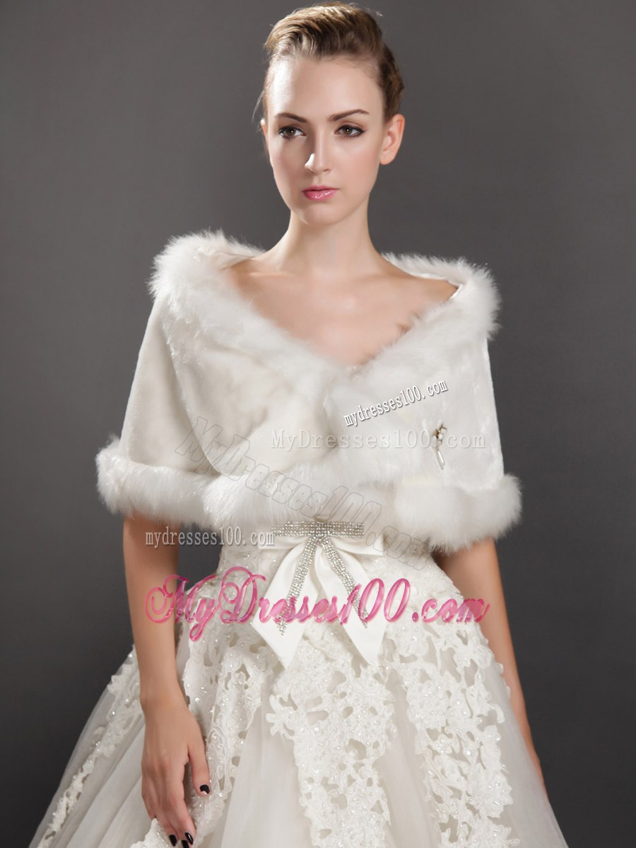 Modest Faux Fur V-neck Wrap / Shawl