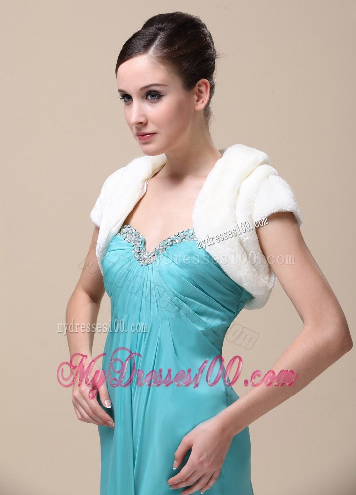 Pretty Faux Fur Special Occasion / Wedding Jacket With Short Sleeves On Sale