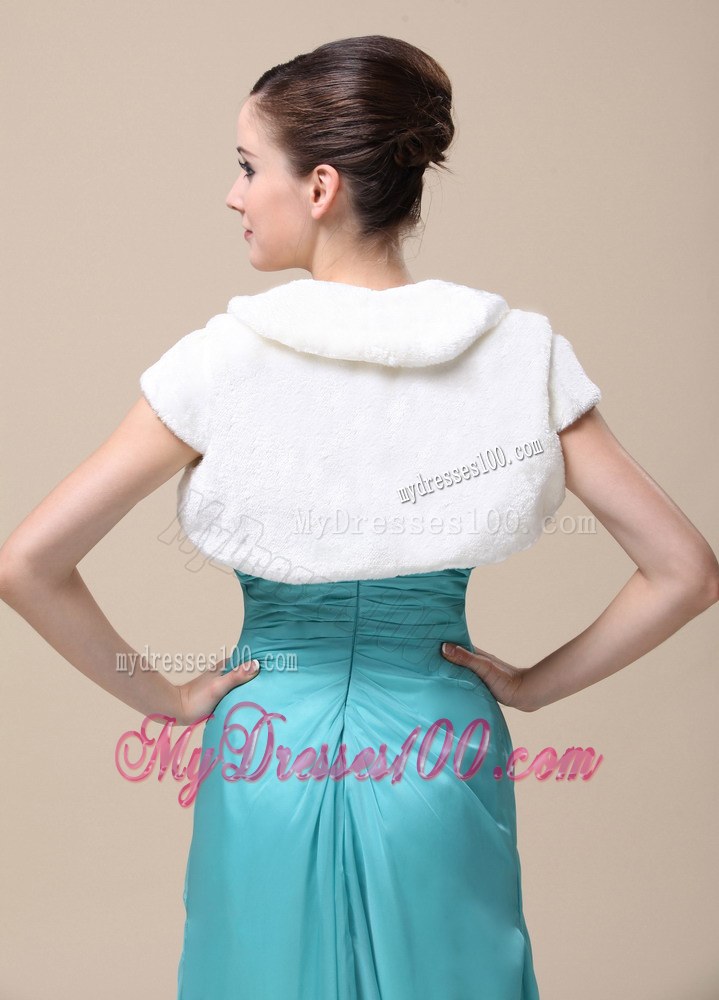 Pretty Faux Fur Special Occasion / Wedding Jacket With Short Sleeves On Sale