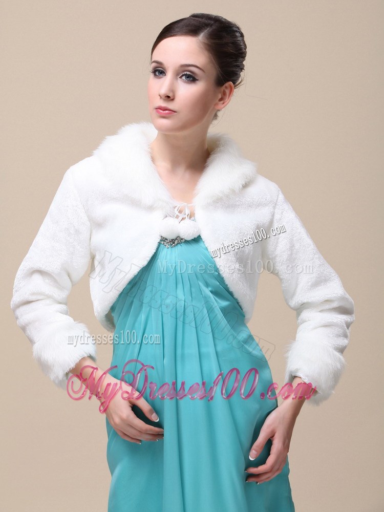 Romantic Fox Fringed Fur Special Jacket In Ivory With High-neck