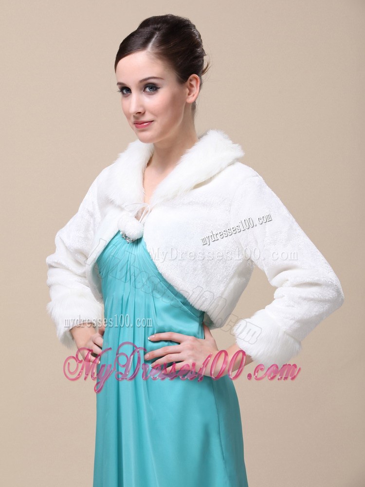 Romantic Fox Fringed Fur Special Jacket In Ivory With High-neck