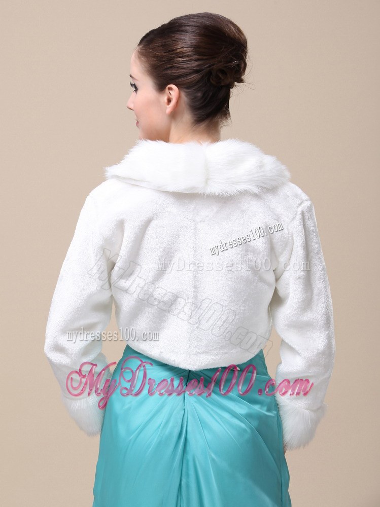 Romantic Fox Fringed Fur Special Jacket In Ivory With High-neck