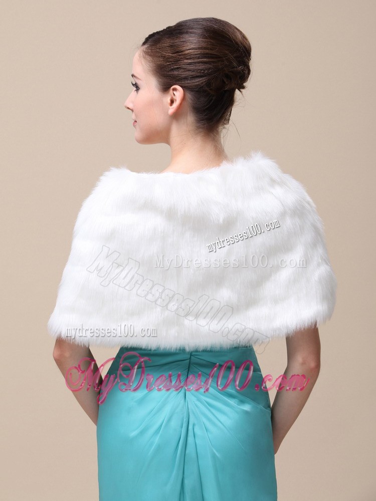 Unique Rabbit Fur Special Occasion / Wedding Shawl In Ivory With V-neck