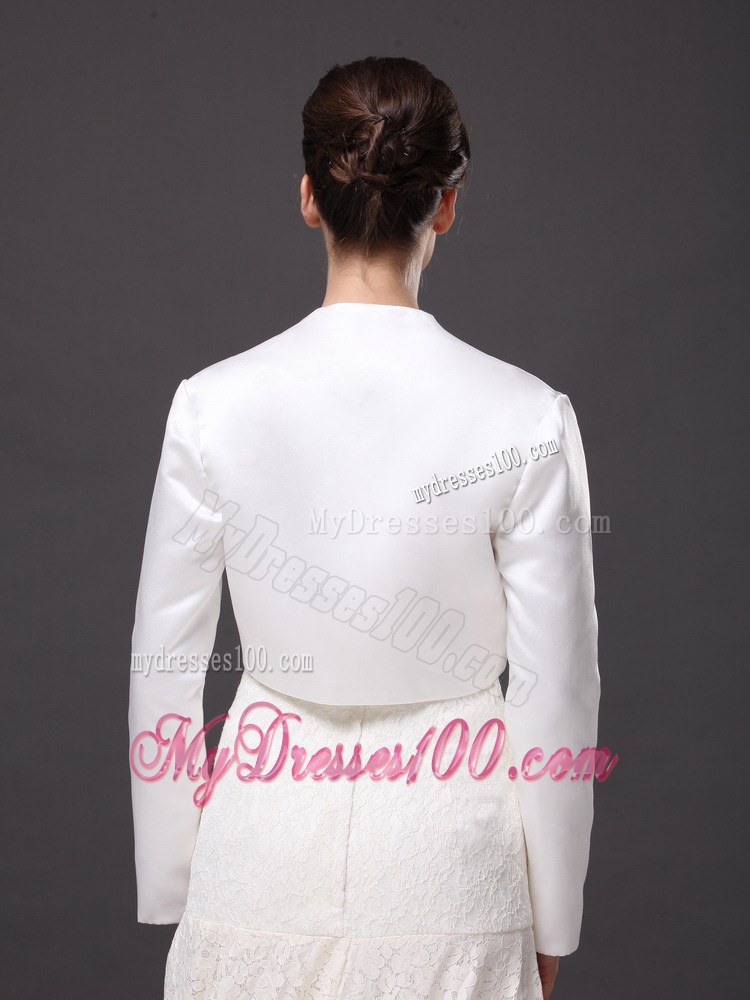 White Satin Jacket For Wedding and Other Occasion With Long Sleeves