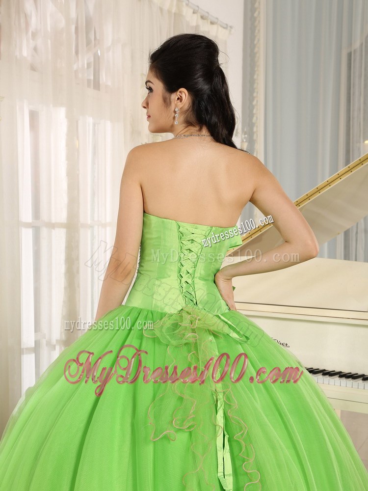 Beading and Bowknot Accent Floor-length Dresses 15 in Spring Green