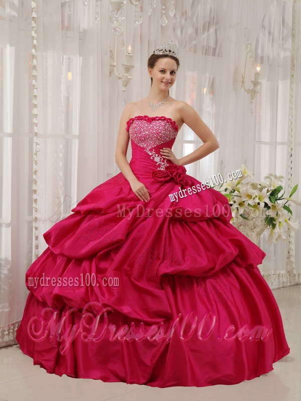 Floor-length Strapless Beading Flowery Sweet 16 Dresses 2013 on Sale