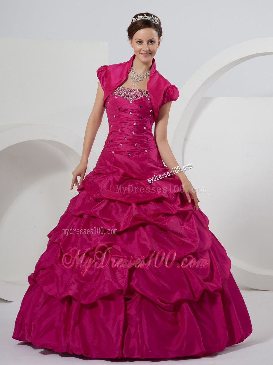 Cute Fuchsia Sweet 15 Dresses With Beading and Pick-ups
