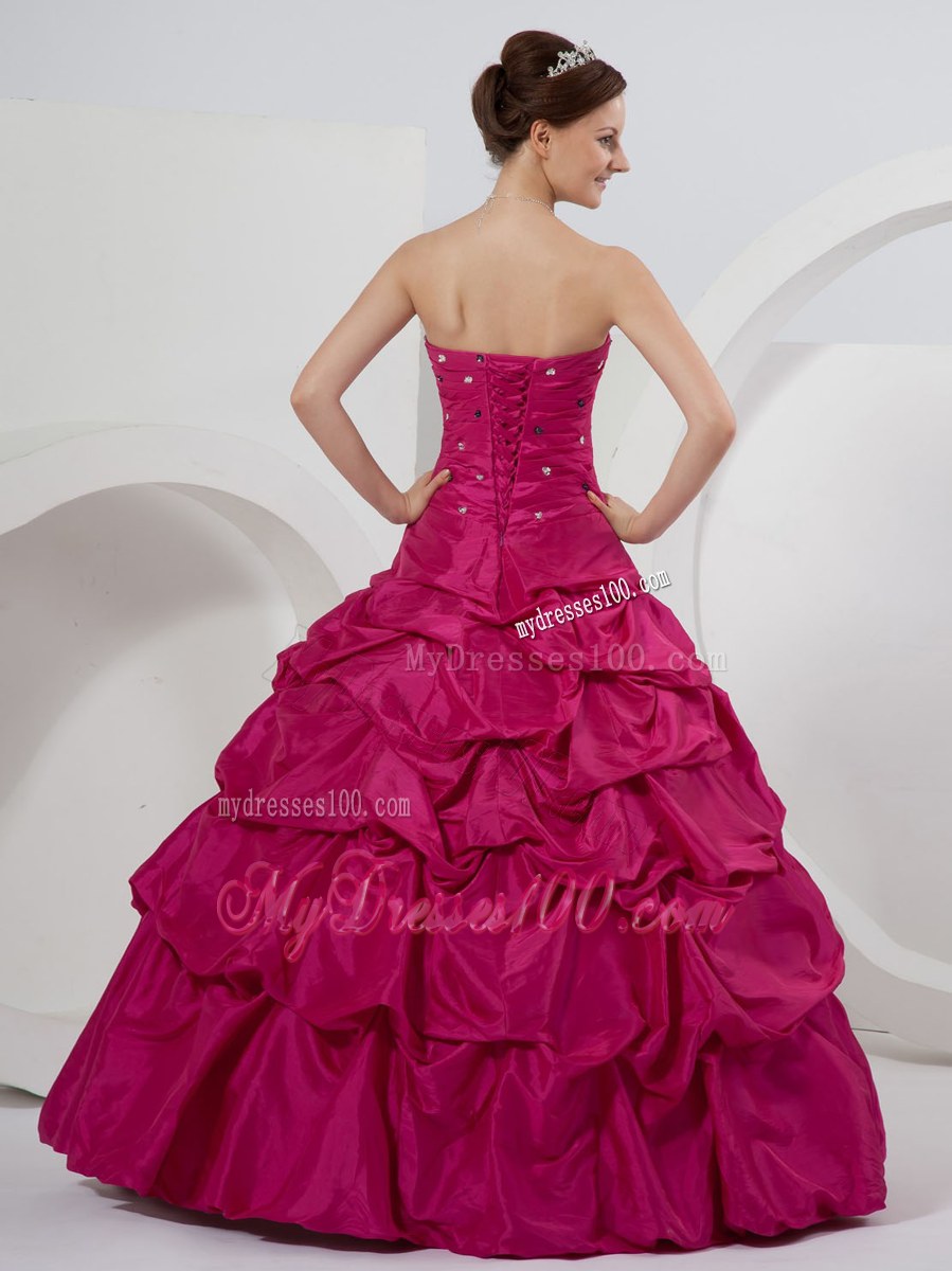 Cute Fuchsia Sweet 15 Dresses With Beading and Pick-ups