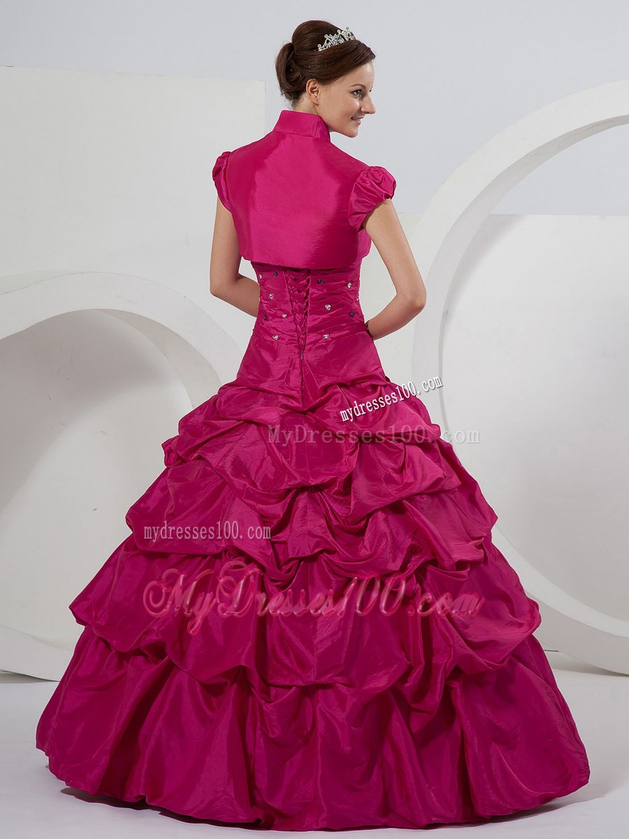 Cute Fuchsia Sweet 15 Dresses With Beading and Pick-ups