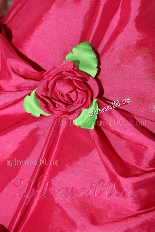 Beading Decorate Waist Flowery Quinceanera Dress in Hot Pink