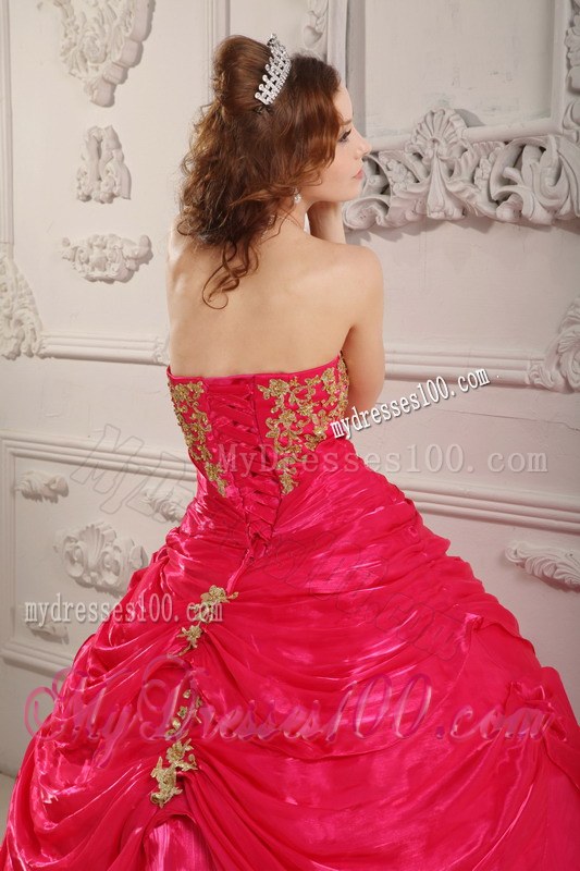 Hot Pink Ball Gown Strapless Sweet 15 Dresses with Lace-up Back