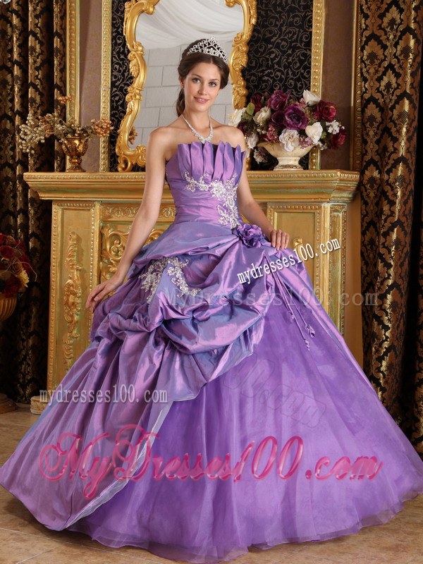 Lavender Ball Gown Appliques and Pick-ups Quinceanera Gown