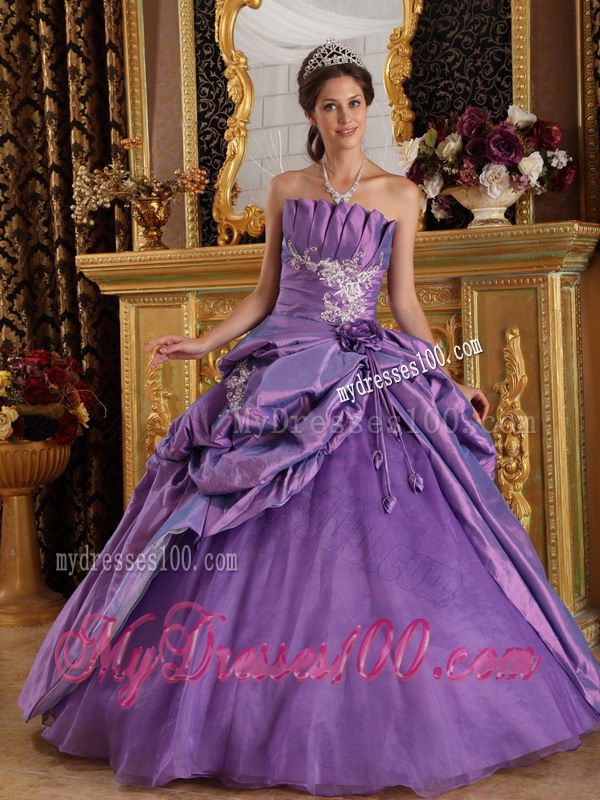 Lavender Ball Gown Appliques and Pick-ups Quinceanera Gown