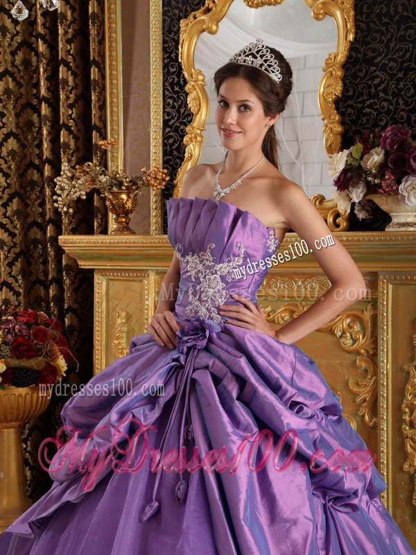 Lavender Ball Gown Appliques and Pick-ups Quinceanera Gown