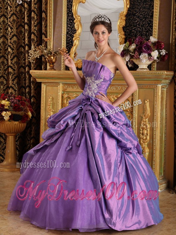 Lavender Ball Gown Appliques and Pick-ups Quinceanera Gown