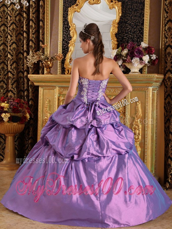Lavender Ball Gown Appliques and Pick-ups Quinceanera Gown