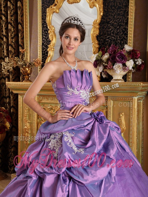 Lavender Ball Gown Appliques and Pick-ups Quinceanera Gown