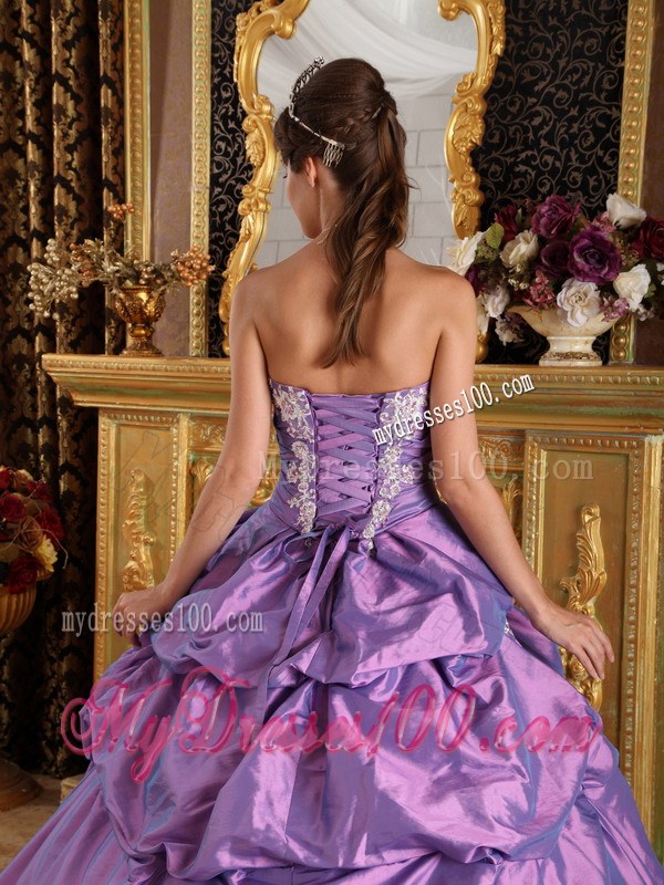 Lavender Ball Gown Appliques and Pick-ups Quinceanera Gown