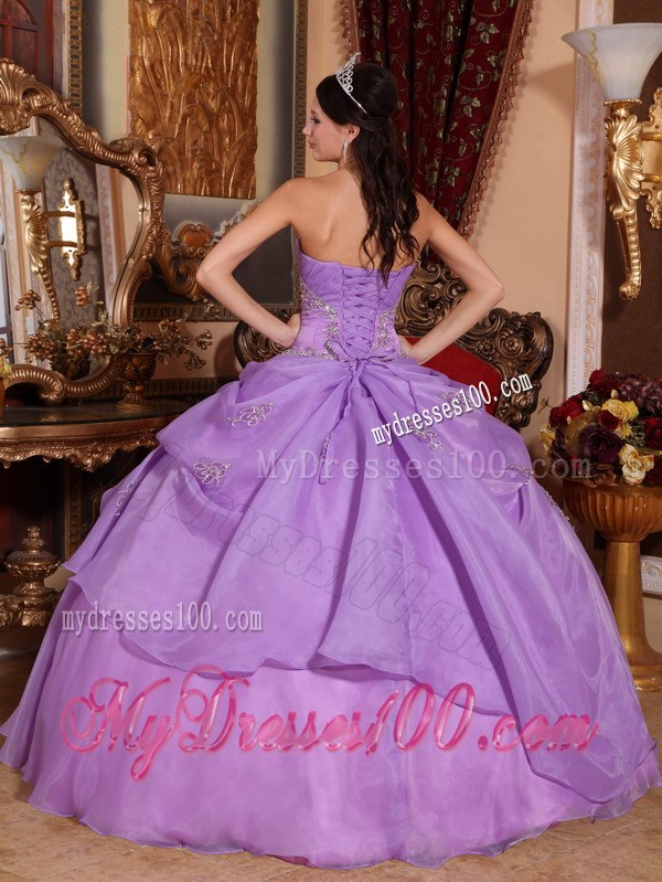 on Sale Lavender Strapless Floor-length Organza Beaded Quinceanera Dress