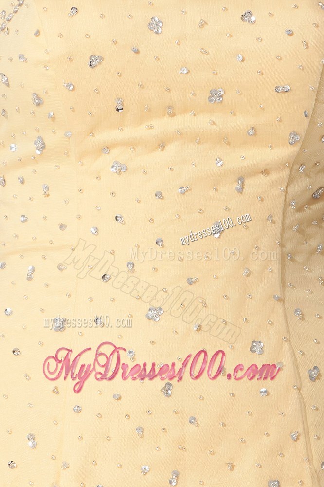Light Yellow Strapless Beaded Quinceanera Dress with Lace-up