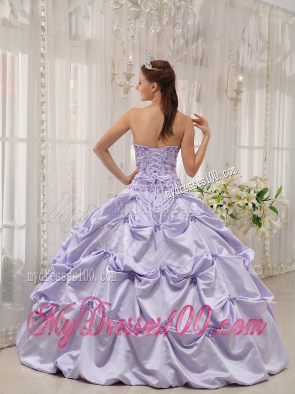 Showy Strapless Lilac Appliqued Pick-ups Sweet 15 Dresses 2013 Hot sale
