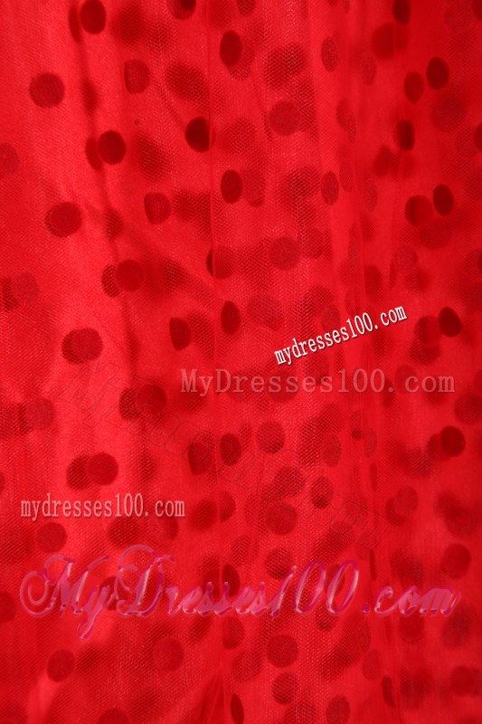 Popular Red Sweet 15 Dresses Floor-length with Appliqued Hemline