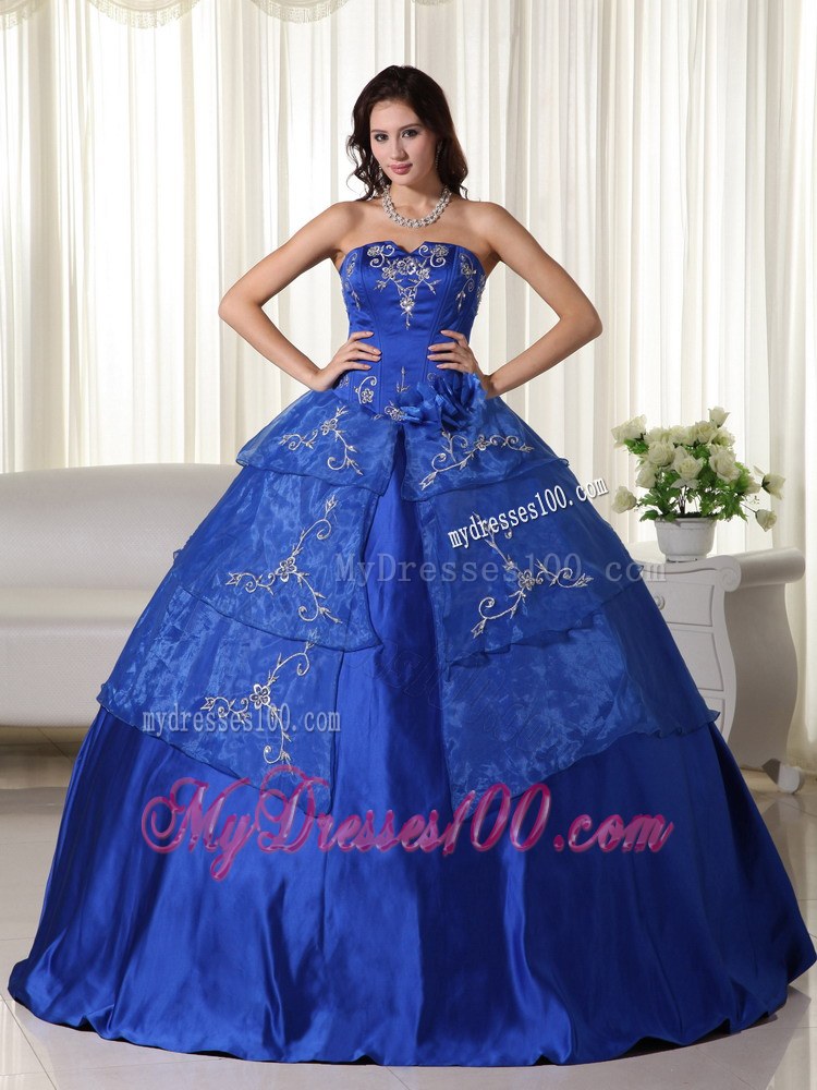 Royal Blue Bodice Quinceanera Dress with Embroidery Layers