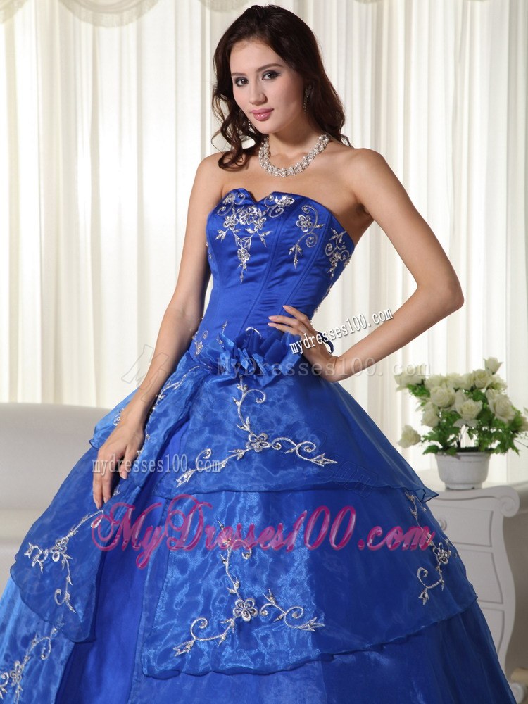 Royal Blue Bodice Quinceanera Dress with Embroidery Layers