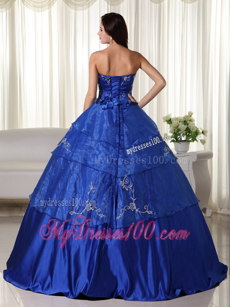 Royal Blue Bodice Quinceanera Dress with Embroidery Layers