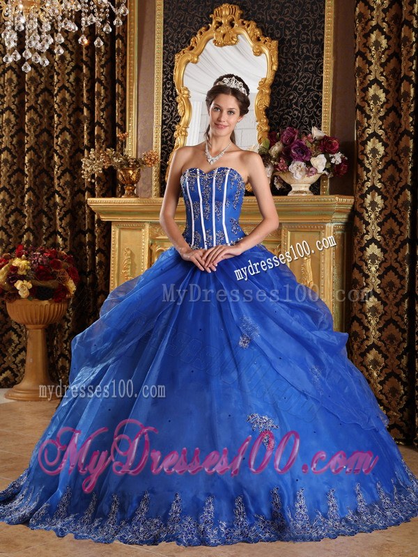 Royal Blue Sweetheart Floor-length Appliques Quinceanera Dress