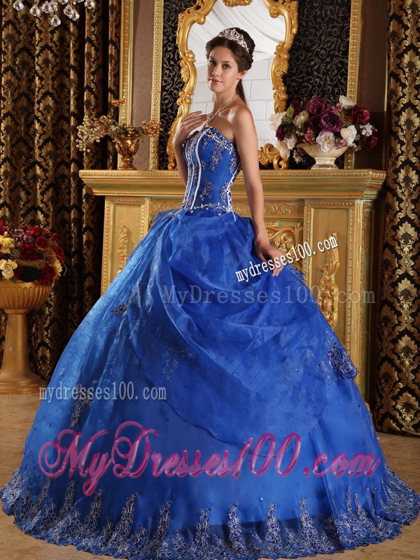 Royal Blue Sweetheart Floor-length Appliques Quinceanera Dress