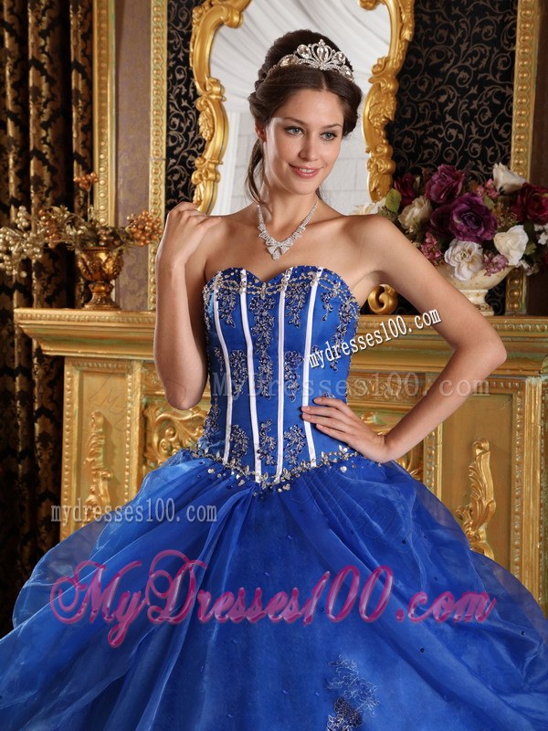 Royal Blue Sweetheart Floor-length Appliques Quinceanera Dress