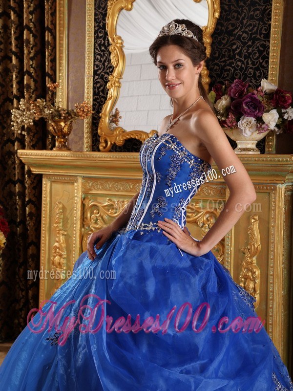 Royal Blue Sweetheart Floor-length Appliques Quinceanera Dress