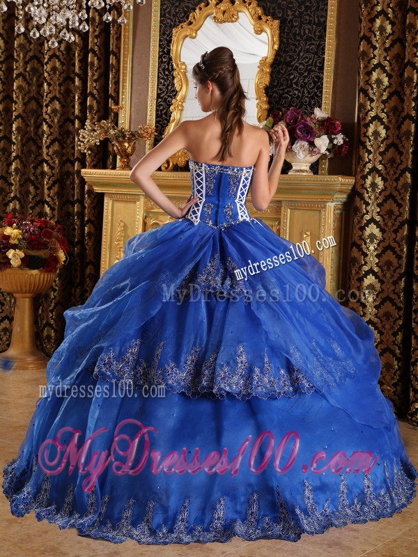 Royal Blue Sweetheart Floor-length Appliques Quinceanera Dress