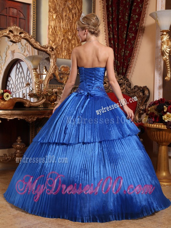 Fashionable Sweetheart Royal Blue Pleats Quinceanera Gown Floor-length