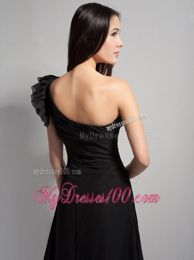 2013 Discount Black One Shoulder Brush Train Prom Dresses