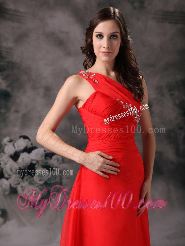 2013 Custom Made Red One Shoulder Plus Size Prom Dress Appliques
