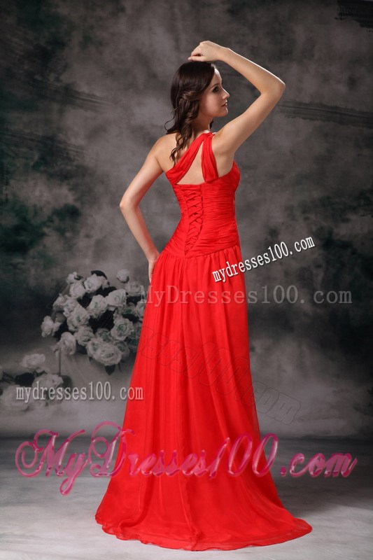 2013 Custom Made Red One Shoulder Plus Size Prom Dress Appliques