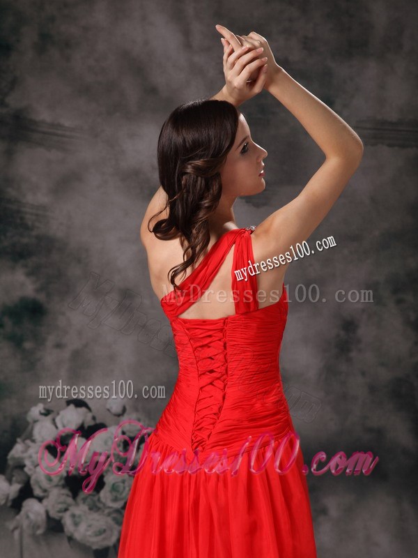 2013 Custom Made Red One Shoulder Plus Size Prom Dress Appliques