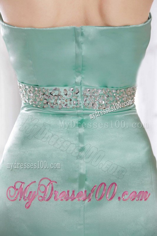 Apple Green Column Strapless Brush Train Beading 2013 Prom Dress