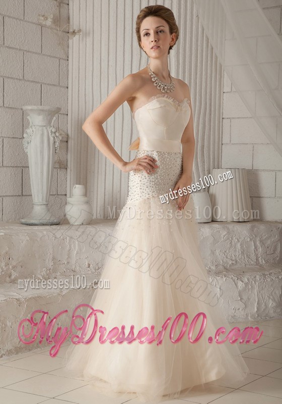 Champagne Princess Sweetheart Floor-length Beading Prom Dresses