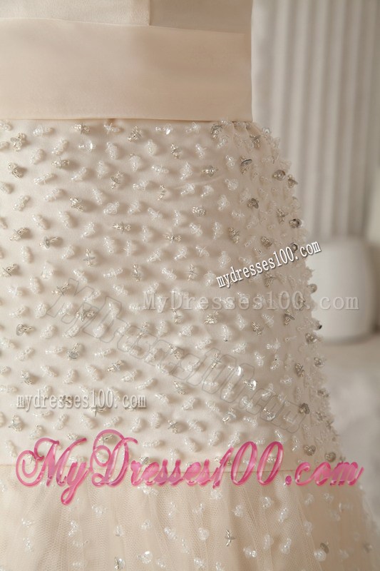 Champagne Princess Sweetheart Floor-length Beading Prom Dresses