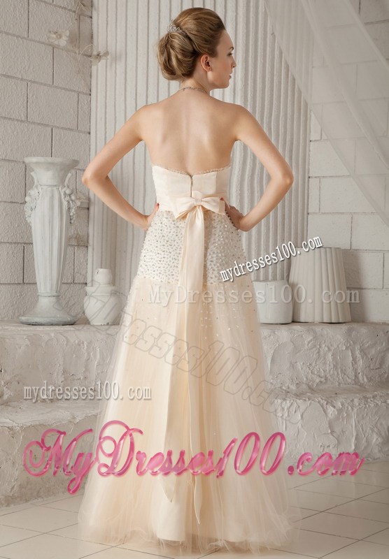 Champagne Princess Sweetheart Floor-length Beading Prom Dresses