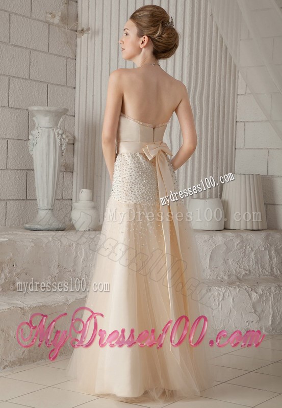 Champagne Princess Sweetheart Floor-length Beading Prom Dresses