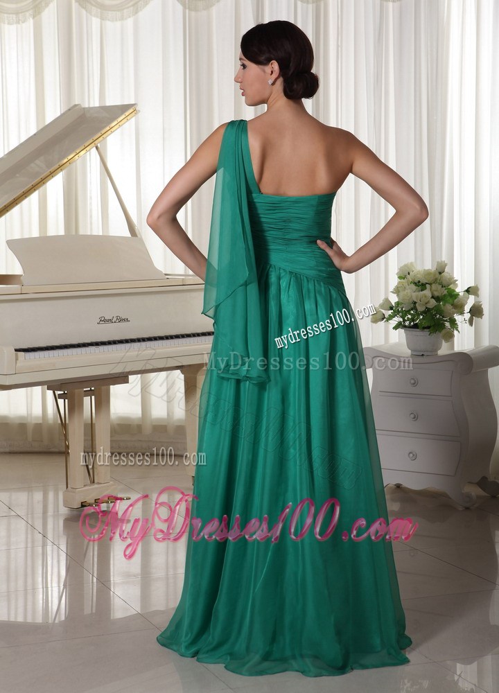 Turquoise One Shoulder Appliques Prom Dresses With Watteau Train