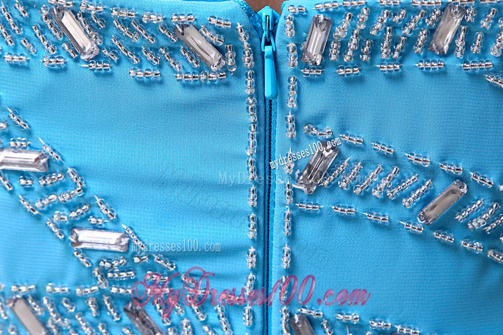 Baby Blue Empire Beading Strapless 2013 Cheap Summer Prom Dress
