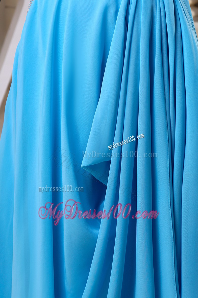 Baby Blue Empire Beading Strapless 2013 Cheap Summer Prom Dress
