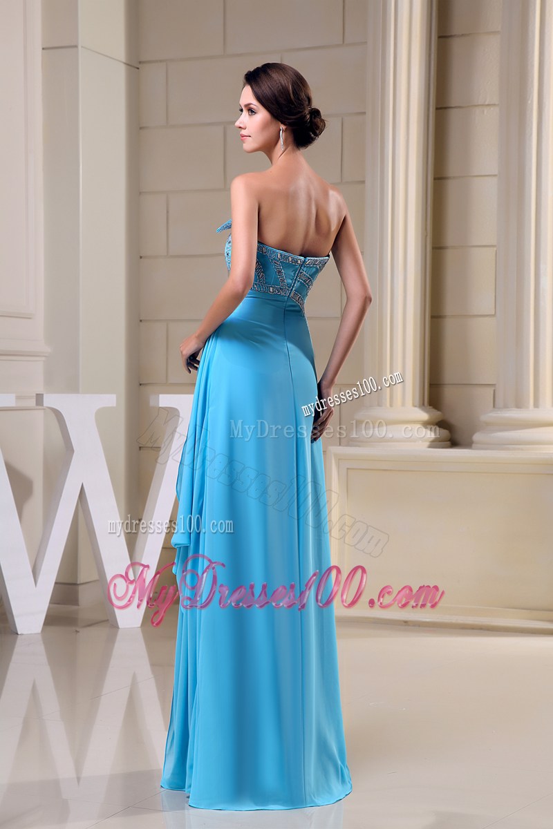 Baby Blue Empire Beading Strapless 2013 Cheap Summer Prom Dress